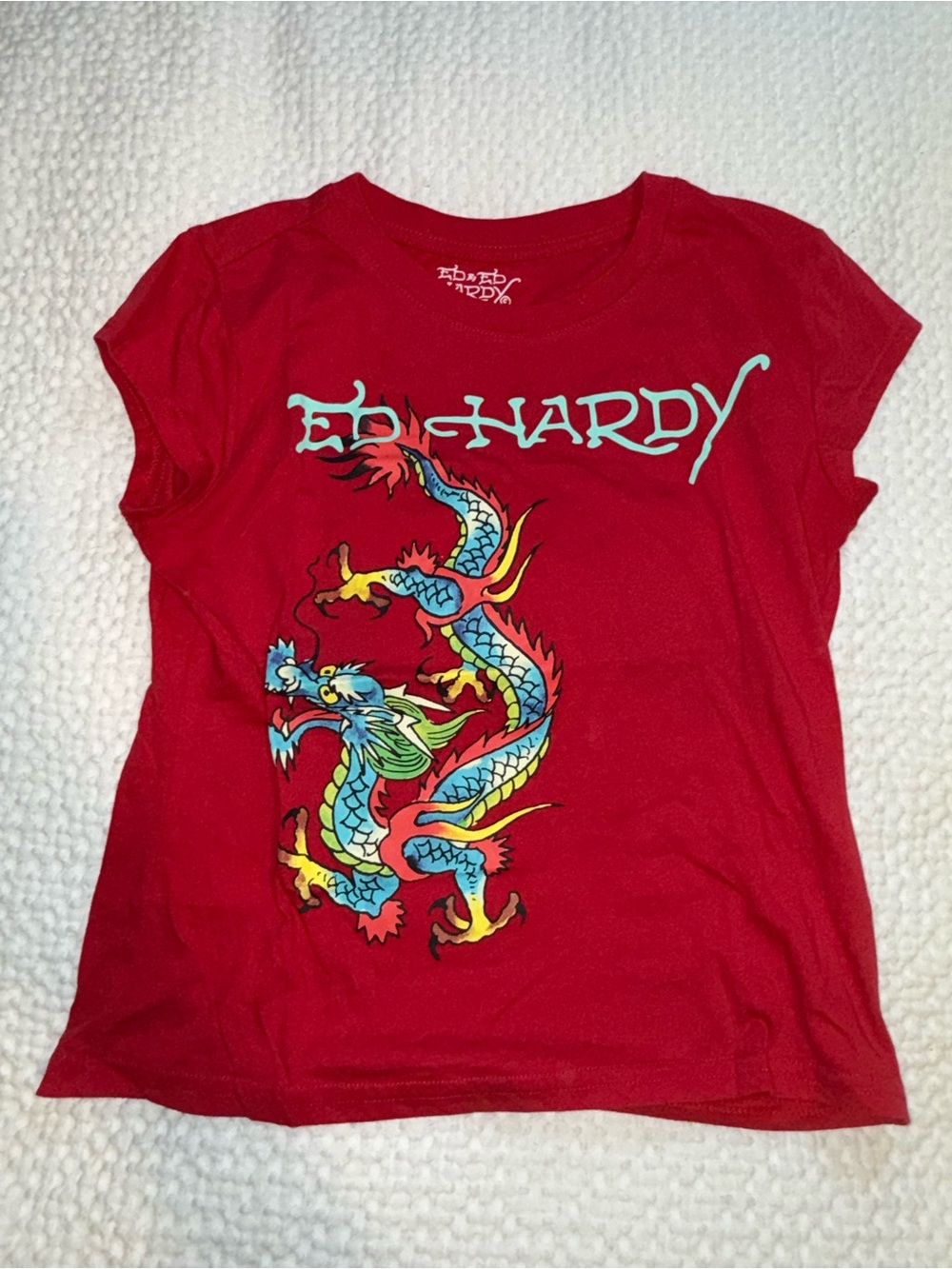 Ed Hardy Women’s Red Dragon Graphic Baby Tee